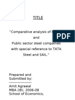 Project Report On Comparative Analysis of Public and Private Sector Steel Companies in India