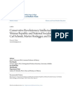 Conservative Revolutionary Intellectuals in The Weimar Republic and National Socialist Germany. Carl Schmitt, Martin Heidegger, and Ernst Jünger