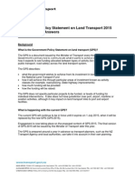 Government Policy Statement On Land Transport 2015 Questions and Answers