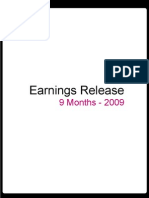 Earnings Release: 9 Months - 2009