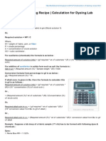 Calculation of Dyeing Recipe Calculation For Dyeing Lab