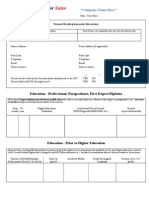 Biodata Format For Job Application in Word