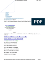 Gate 2013 Cut Off Marks Score Card Online Marks Calculate