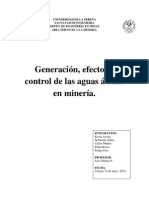 Generación, Efectos y Control de Las Aguas Ácidas en Minería