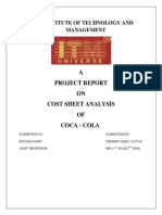 A Project Report ON Cost Sheet Analysis OF Coca - Cola: Institute of Technology and Management