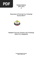 Detailed Syllabus (2007-2011) Of: Department of Food and Tea Technology Syllabus For 2006-07 Session