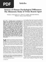 Sources of Human Psychological Differences Twins Reared Appart Thomas Bouchard