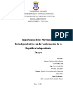 Capraro Khrys. ENSAYO Importancia de Los Movimientos Preindependentistas en La Conformación de La República Independiente