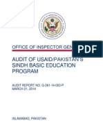 Audit of Usaid/ Pakistan'S Sindh Basic Education Program: Office of Inspector General