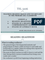 Lesson 4: 1 - Reading Readiness 2 - Stages of A Reading Comprehension Lesson 3. Stages of Literacy Hour