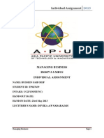 Managing Business Individual Assignment APU