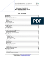 Microsoft Excel 2010 Part 1: Introduction To Excel: C S U, L A