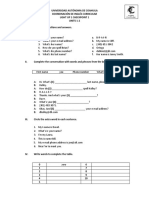 Universidad Autónoma de Coahuila Coordinación de Inglés Curricular Light Up 1 Checkpoint 1 UNITS 1-2 I. Match The Questions and Answers