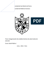 Categorización de Establecimientos de Salud Niveles de Atención