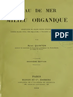 L Eau de Mer Milieu Organique Par Rene Quinton