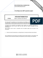 9709 Mathematics: MARK SCHEME For The May/June 2007 Question Paper