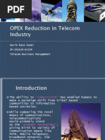 OPEX Reduction in Telecom Industry: Qarib Raza Kazmi SP-2010/M.M/205 Telecom Business Management