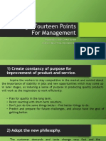 Deming's Fourteen Points For Management: Prepared By: BERJOHN BTAHAN D4A - Bs Industrial Engineering