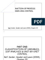 Interaction of Process Design and Control: Ref: Seider, Seader and Lewin (2004), Chapter 20