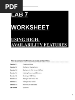 Lab 7 Worksheet: Using High-Availability Features