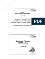 Manpower Planning (Unit 2) Training/Systematic Training (Unit 5) Identifying Individual Training Needs (Unit 6)