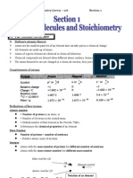 Section 1 Atoms, Molecules and Stoichiometry