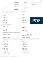 Math IV - Worksheet Logarithmic Functions