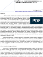 Criação e Implantação Dos Institutos Federais de Educação, Ciência e Tecnologia - Ifets