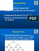 Announcements: Weekly Reading Assignment: Chapter 9 (CLRS) (Not On This Exam)