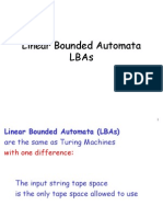 Linear Bounded Automata Lbas