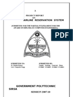 AIRLINE RESRVATION System Report in vb6.0