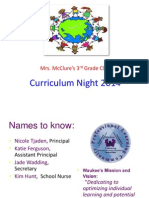 Curriculum Night 2014: Mrs. Mcclure'S 3 Grade Class