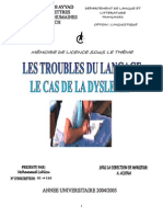 MEMOIRE: Le Problème de La Dyslexie, Etude de Cas