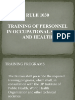 RULE 1030 Training of Personnel in Occupational Safety and Health