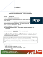 Formato Plan Analitico Administracion Base de Datos