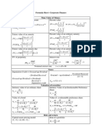 Formula Sheet-Coporate Finance