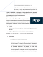 La Alteración de Los Alimentos Debido Al PH