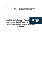 Análisis de Peligros y Puntos Críticos de Control (HACCP) para El Filete de Salmón Congelado en Una Planta de Proceso