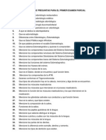 Cuestionario Preguntas 1er. Examen Salud Bucal