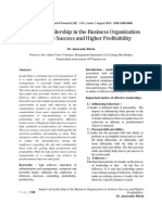 Impact of Leadership in The Business Organization To Achieve Success and Higher Profitability by Dr. Jameendar Ritesh