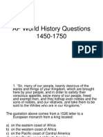 AP World History Questions 1450-1750