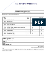 West Bengal University of Technology: Grade Card