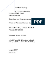 School of Civil Engineering Sydney NSW 2006 Australia: Shear Buckling of Thin-Walled Channel Sections