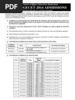 Pgec / Pgecet-2014 Admissions: State Council of Higher Education::Hyderabad