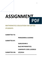 Assignment: Mathematics Education For Gifted Students