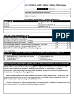 5P5Z0065 Agency Life: Student Short-Form Profile Proforma