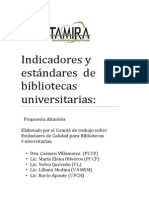 Indicadores y Estándares Bibliotecas Universitarias Propuesta Altamira