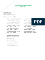 I. Answer The Questions: (2p.) : Probă Scrisă Pentru Examenul de Corigenţă Clasa A V-A