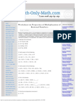 Worksheet On Properties of Multiplication of Rational Numbers - Answers