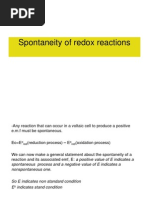 Spontaneity of Redox Reactions